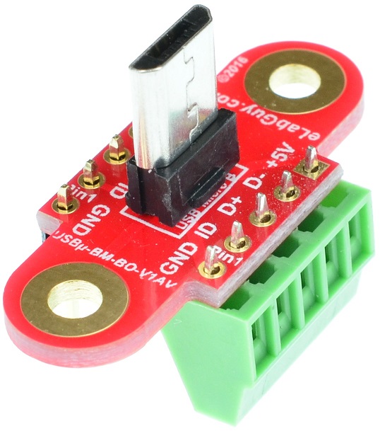 micro USB Type B Male Connector Breakout Board Vertical